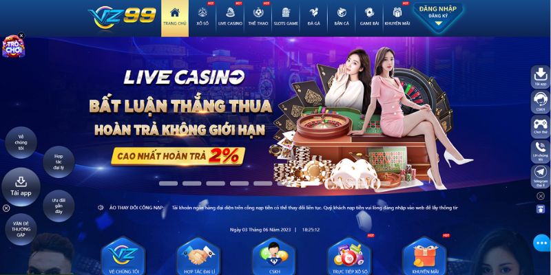 Đa dạng game cho bet thủ tại VZ99