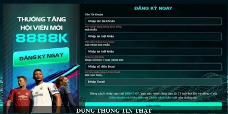 Dùng thông tin thật