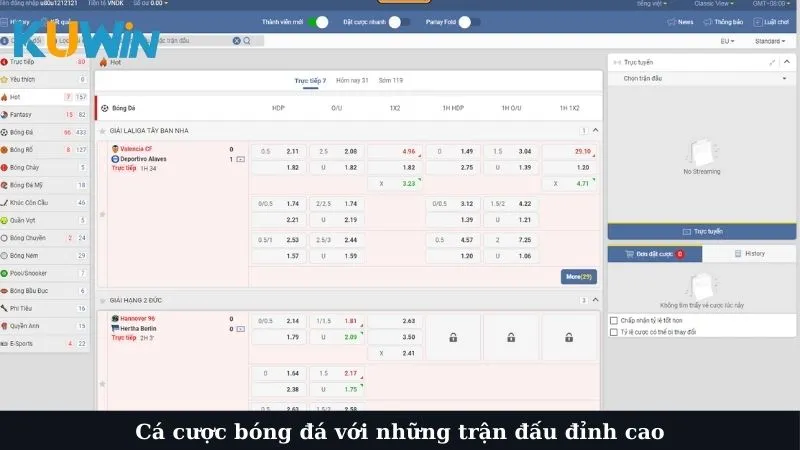 Cá cược bóng đá với những trận đấu đỉnh cao