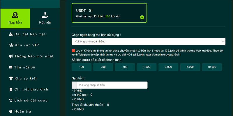 Hướng dẫn nạp tiền 32Win chi tiết, không lo lỗi